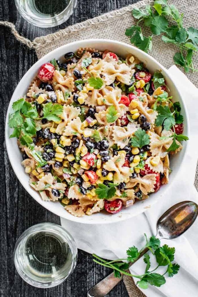 Mexican corn pasta salad