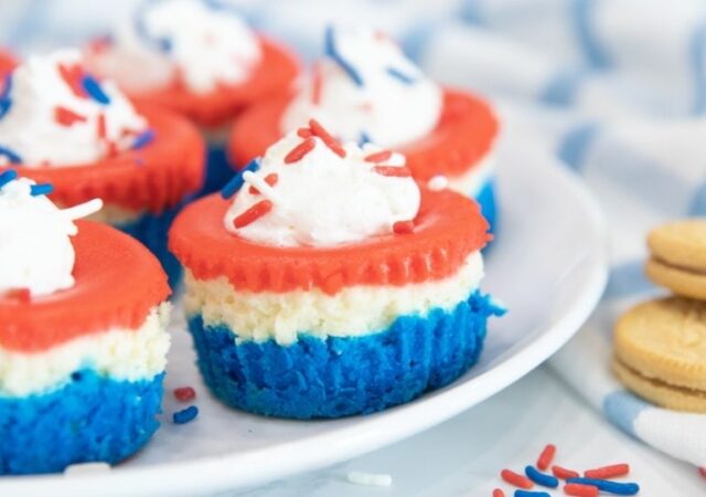 plate with patriotic cheesecakes