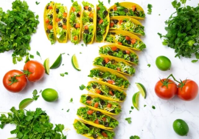 tacos in shape of number 7 on table