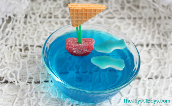 jello cup with shark gummies 