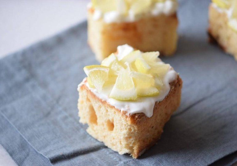 lemon bars on table 
