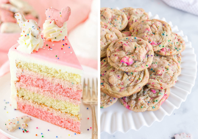 two different animal cookie desserts