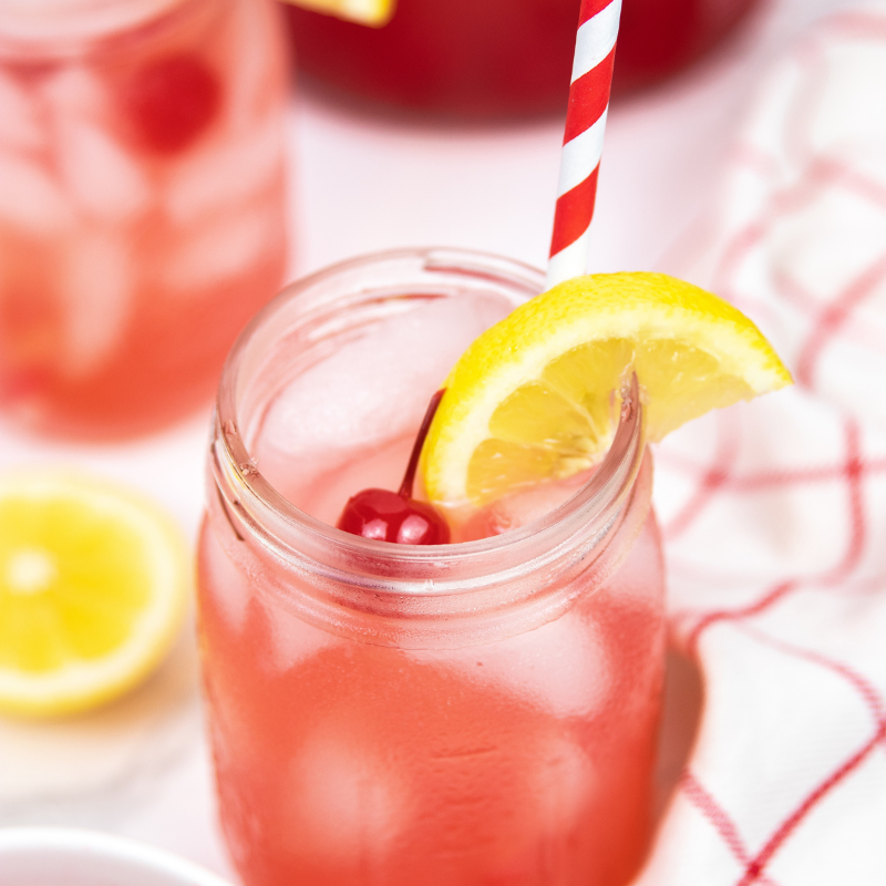 cherry lemonade in a glass 