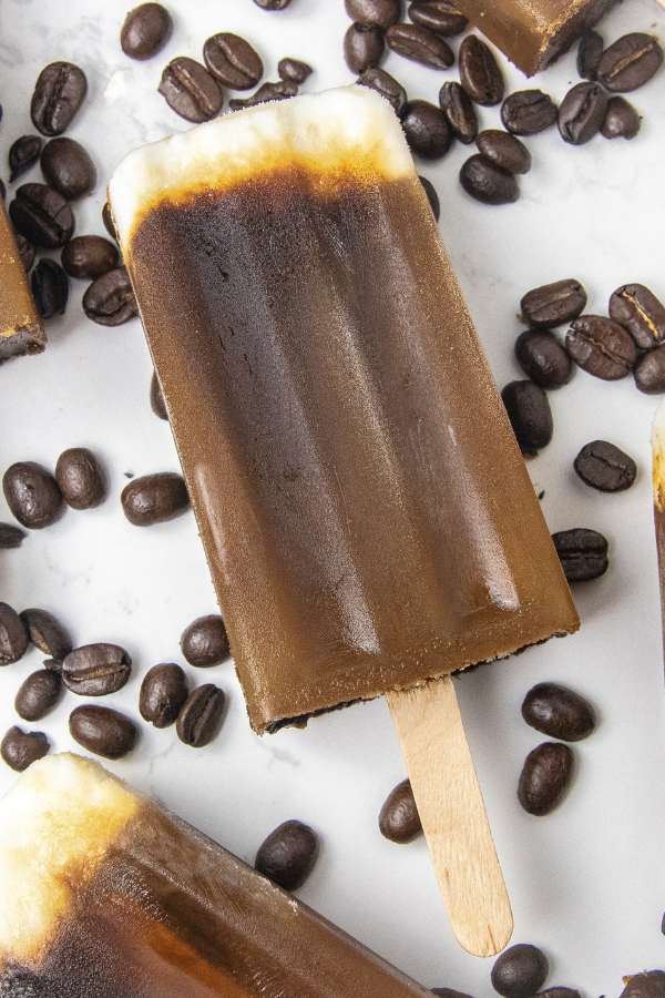 freezer coffee pops on white counter 