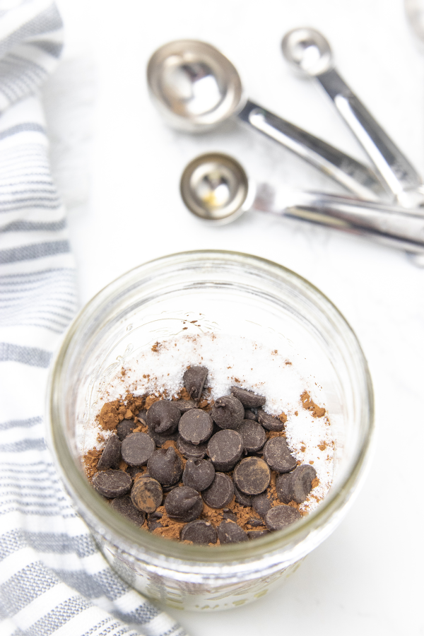 chocolate chips in a mason jar 