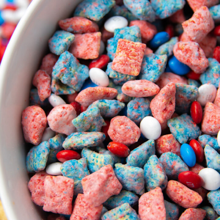 red, white, and blue muddy buddies 