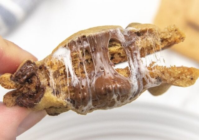 s'mores cookie broke in half in hand