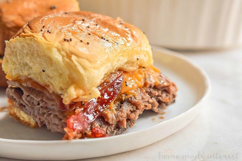 roast beef bourbon slider on plate 