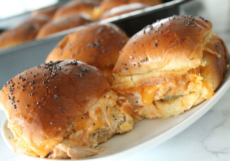 buffalo chicken sliders on plate 