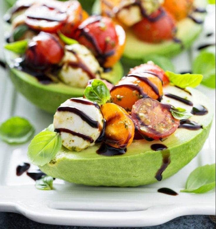 caprese salad in avocado