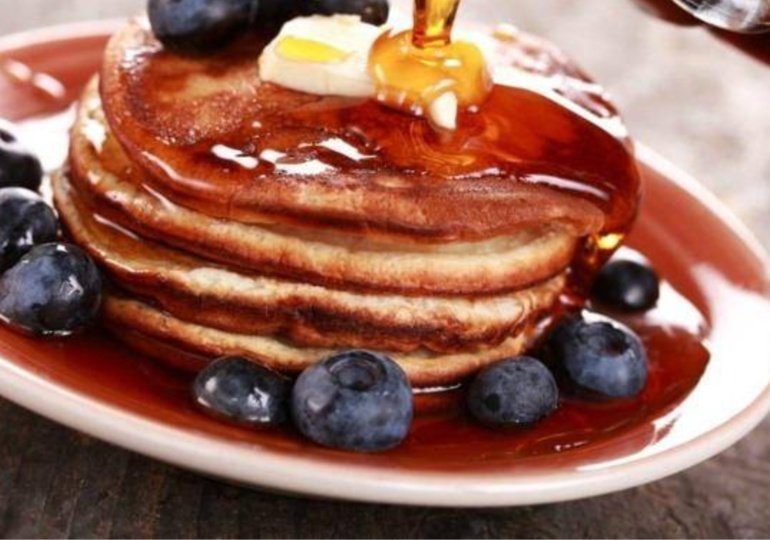 stack of pancakes on plate 