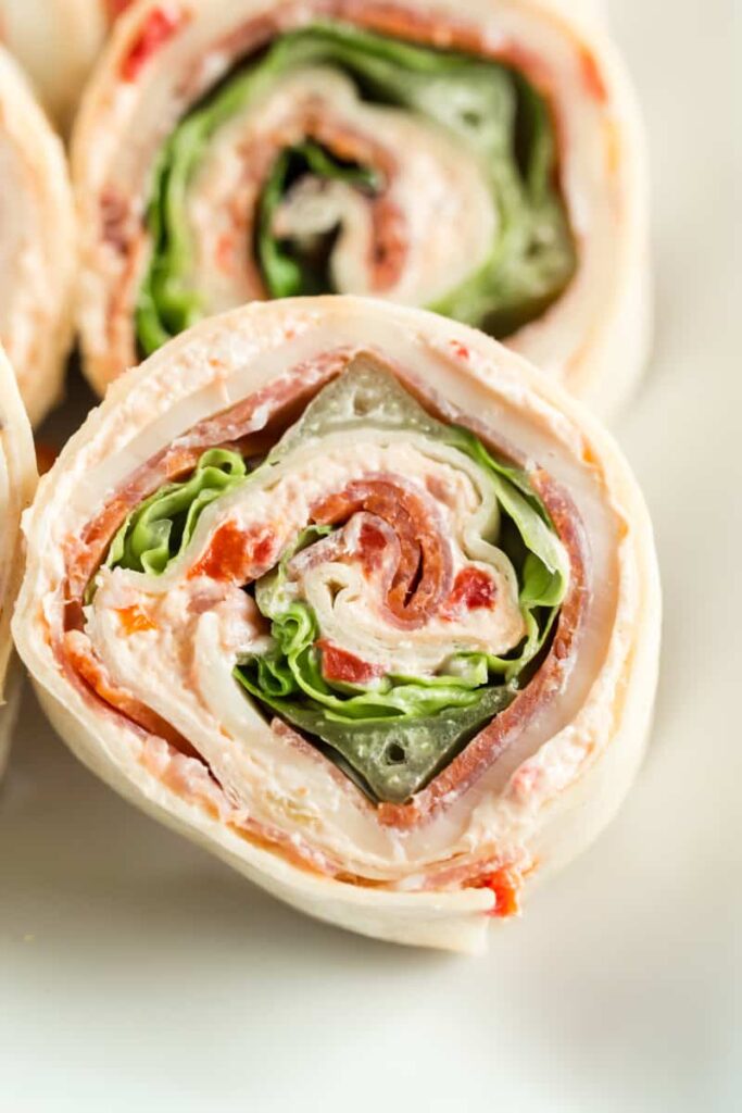 close up of Italian roll ups on a plate 