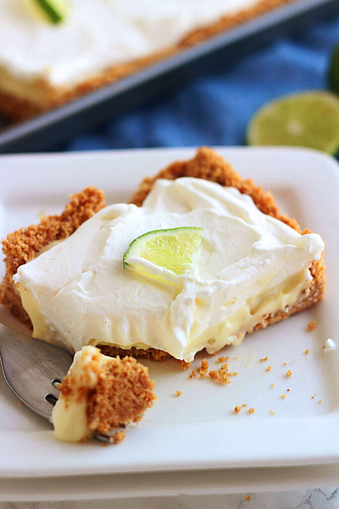 sliced key lime pie on plate