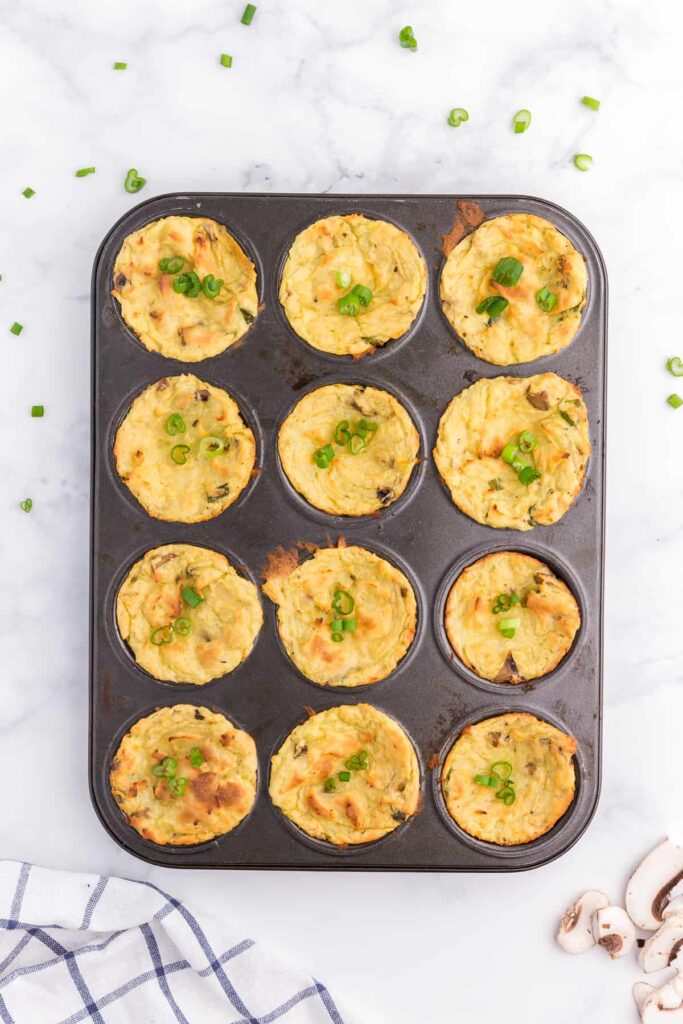 mashed potatoes in muffin tin