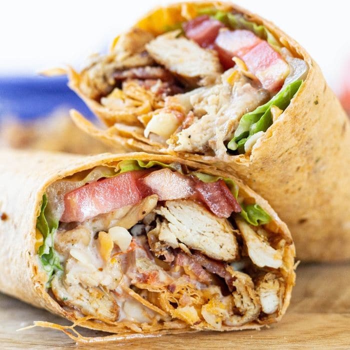 cut open chicken wrap 