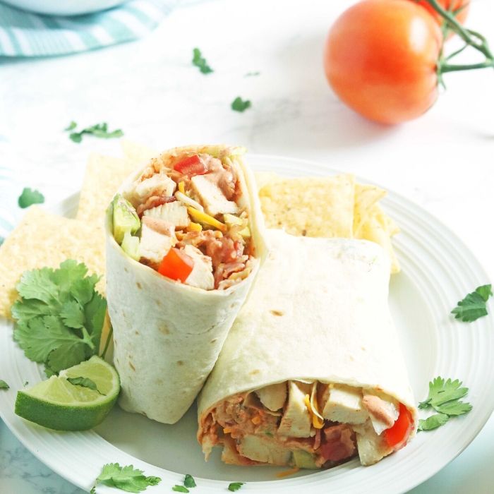 chicken tortilla wrap on plate 