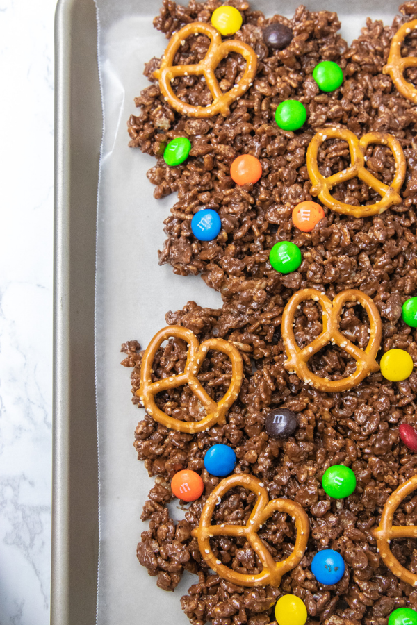 sheet pan with candies on top 