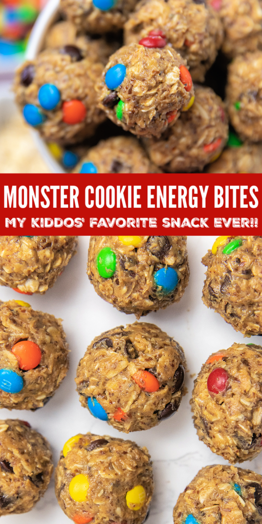 Monster Cookie Protein Bites are a quick and easy protein ball that you can make that your kids will love. A tasty snack idea. #passion4savings #protein #bites #balls #monstercookie #snack #school #afterscool #recipe monster cookie protein bites