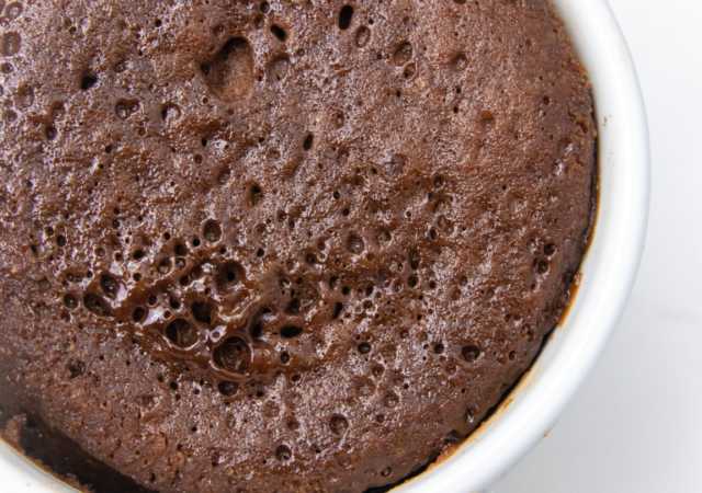 mug cake overhead shot