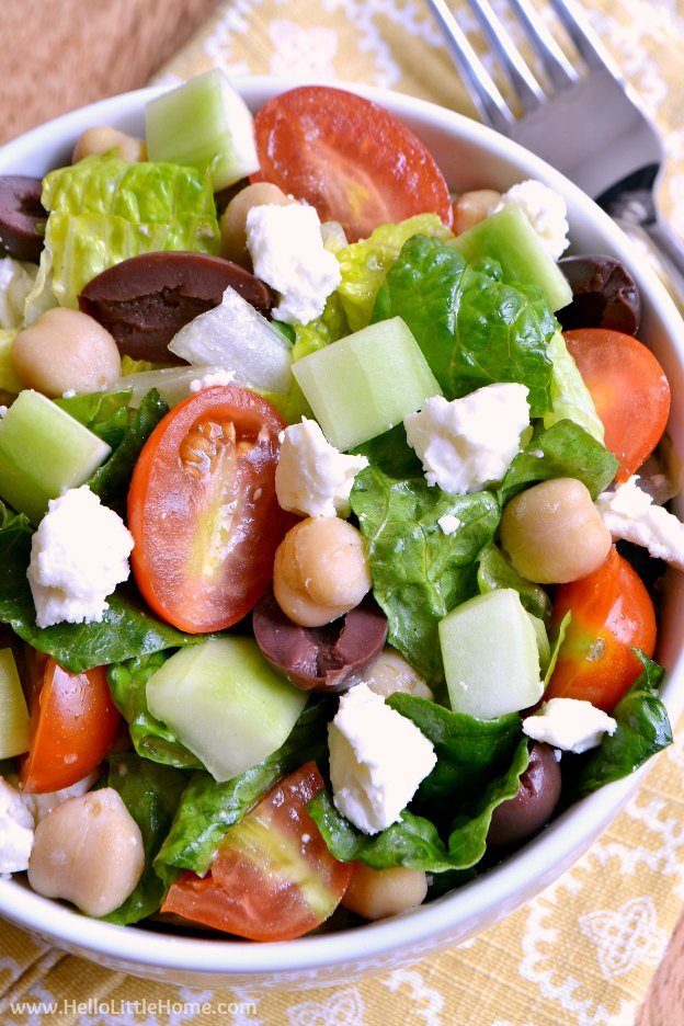 chopped salad with chickpeas and veggies 