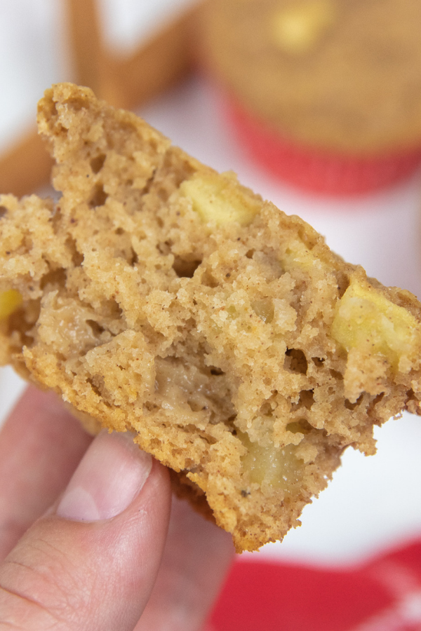 muffin tore in half being held in hand 