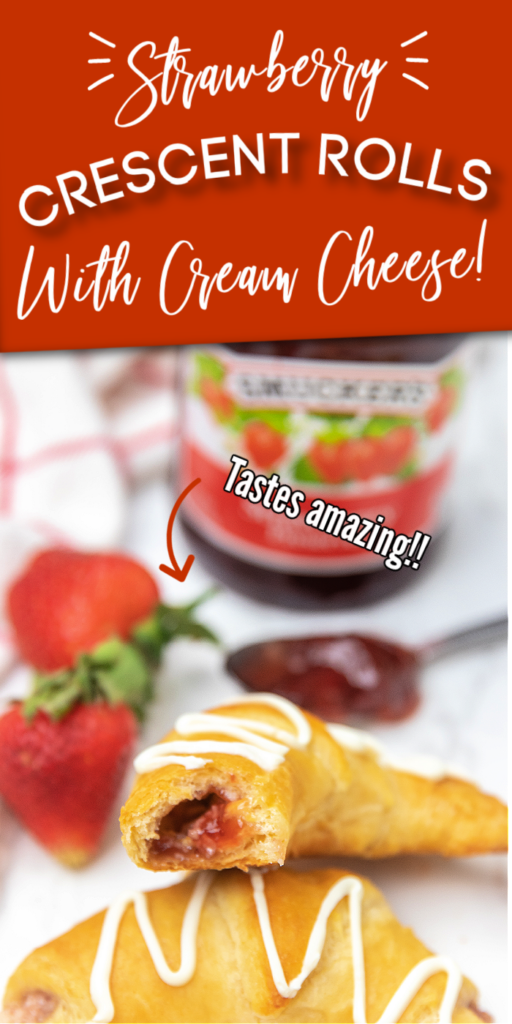 Whip up a batch of these strawberry cream cheese crescent rolls as a simple dessert. Tender crescent rolls, strawberry, and cream cheese! A simple and easy recipe you will truly love! #passion4savings #strawberry #crescentroll #canned #Pillsburycrescents #dessert #easy #affordable #minimal ingredients strawberry cream cheese crescent rolls on table