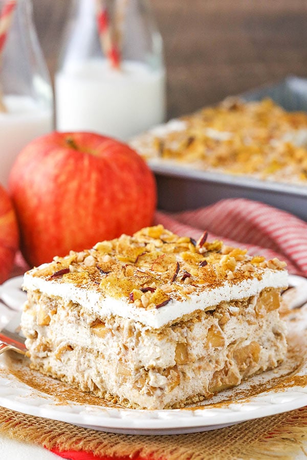 side view of apple icebox cake 