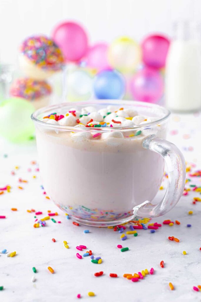 birthday cake cup of hot cocoa 