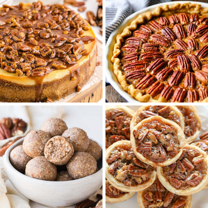 collage of pecan desserts 