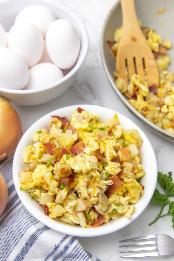 bowl with breakfast hash in it 