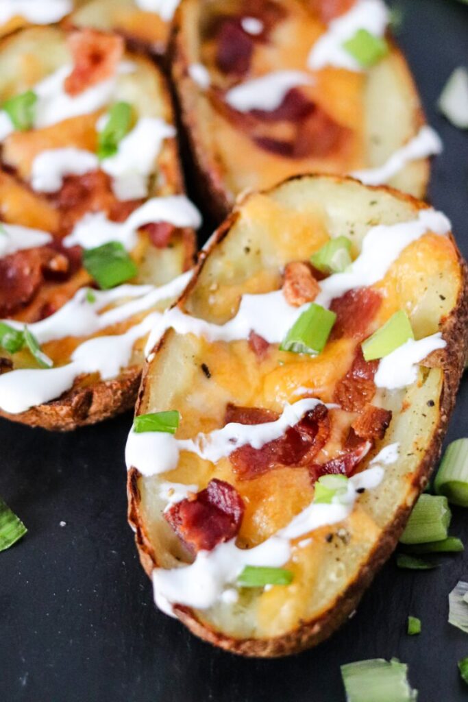 air fryer potato skins on a plate