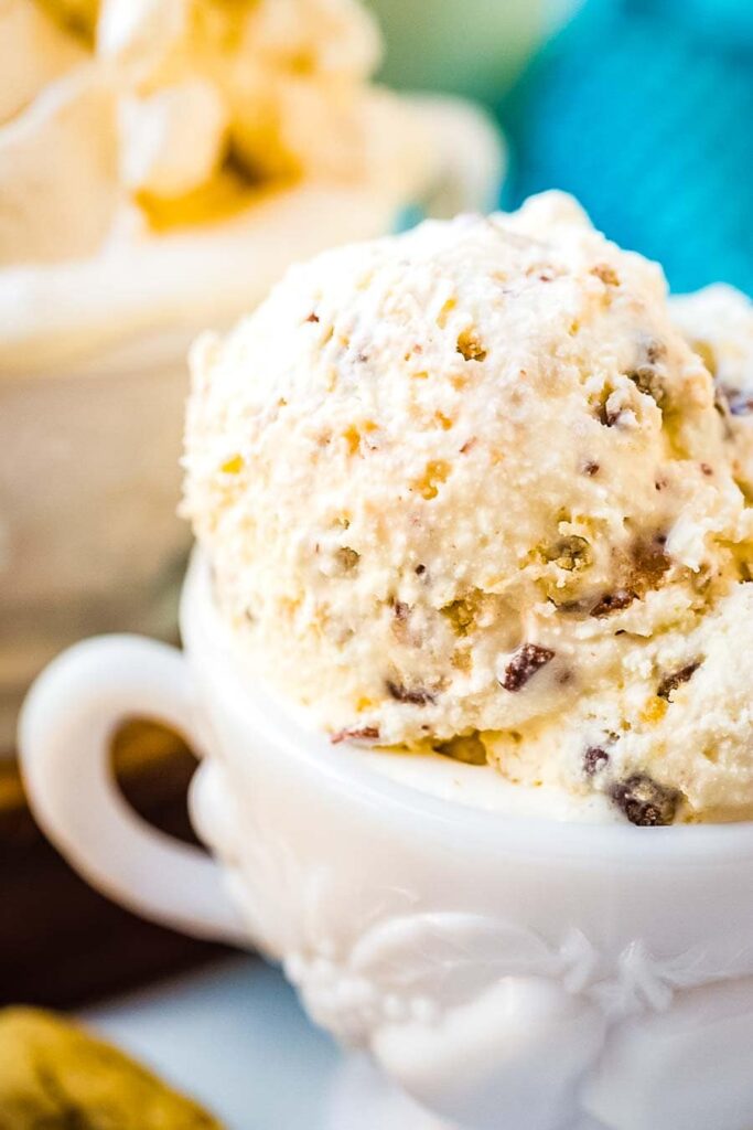 cookie dough ice cream in a bowl 