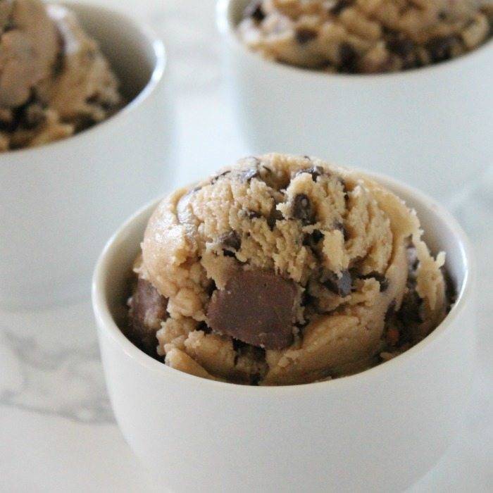 cookie dough in a bowl on counter 
