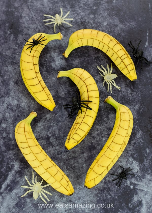 spiderweb bananas for Halloween