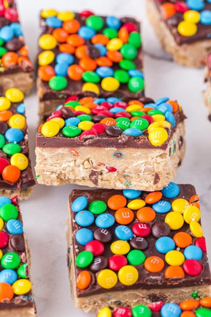 monster cookie bars on table 