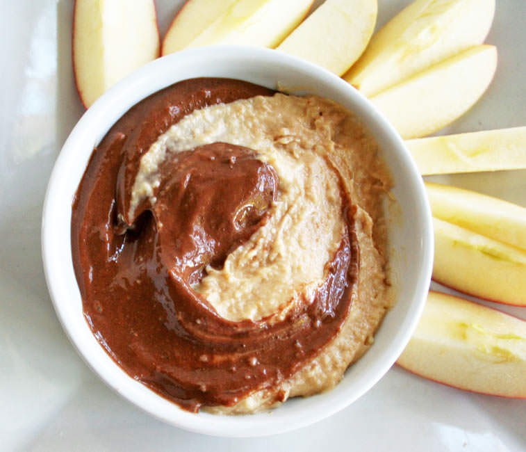 swirled peanut butter and chocolate dip 