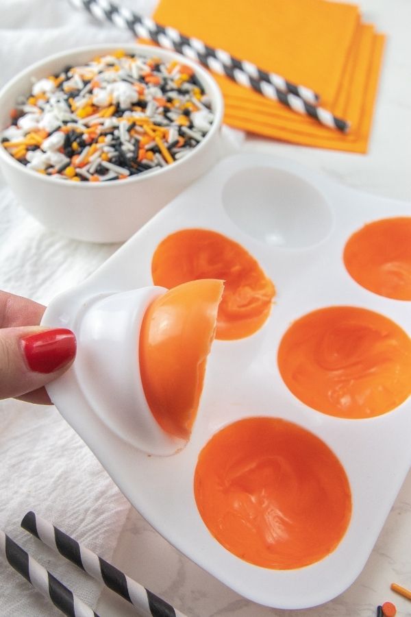 removing chocolate from silicone sphere