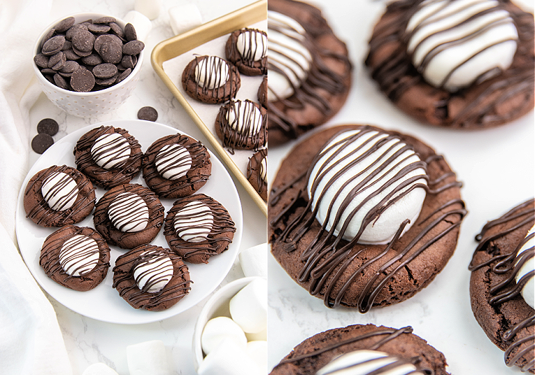 pictures of hot chocolate cookies on counter