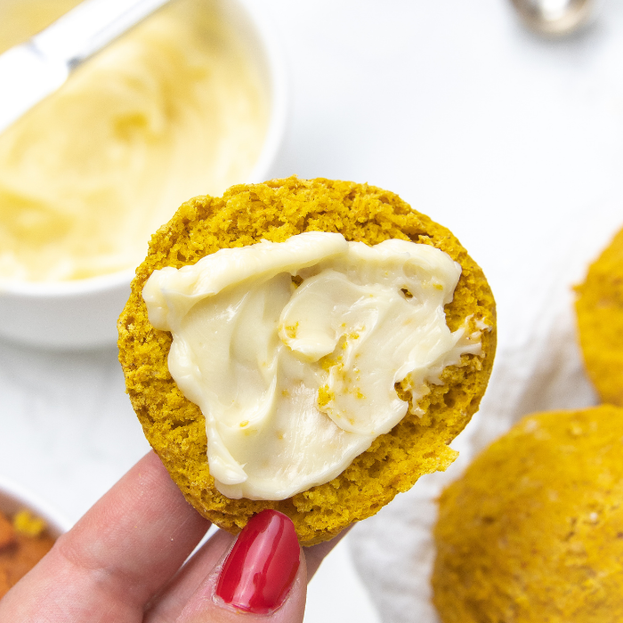 pumpkin biscuit with butter on it 