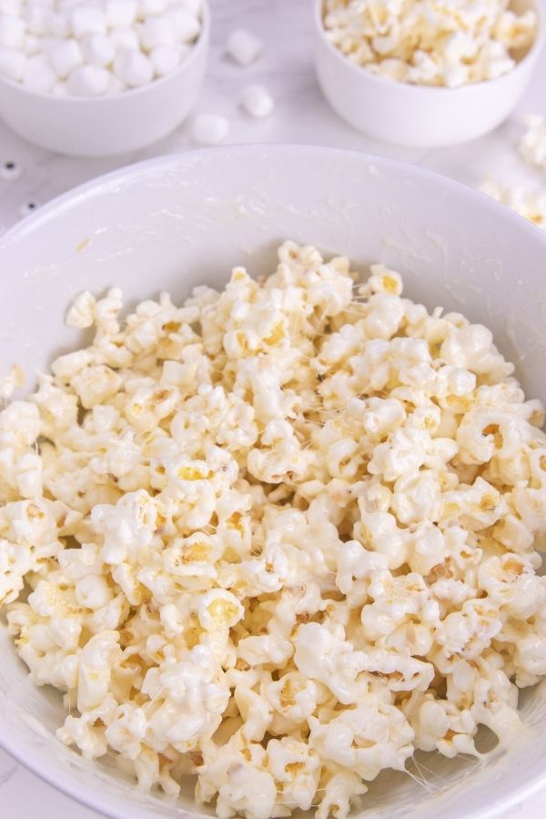 popcorn in a bowl on counter 