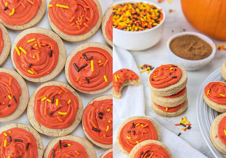 collage of orange sugar cookies