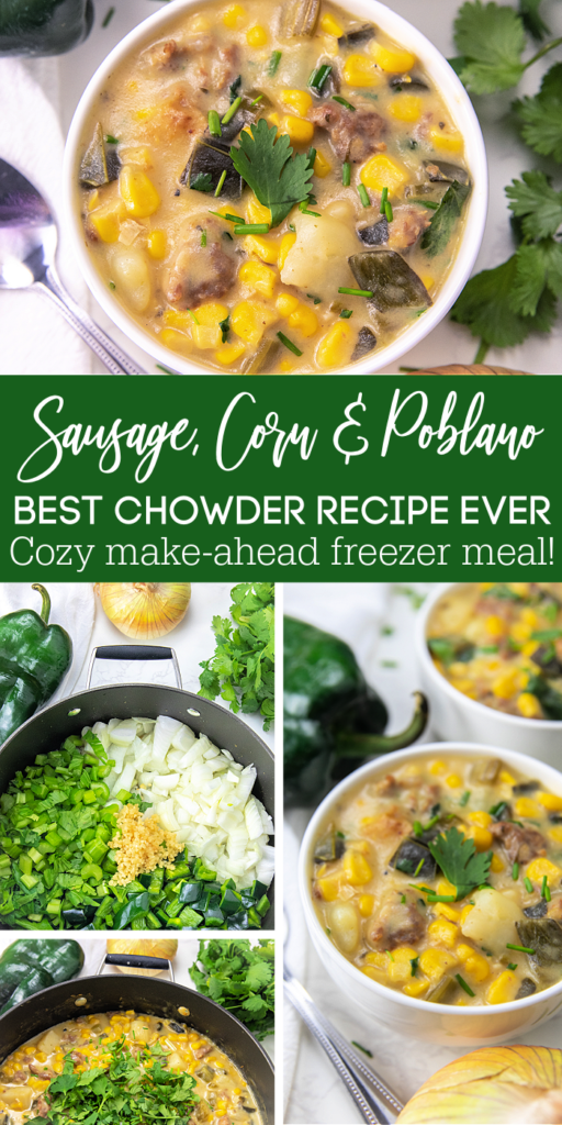 Sausage corn and poblano chowder is a hearty and filling Italian sausage and corn chowder. This is a tasty chowder recipe to try out. #sausage #chowder #corn #passion4savings #best #homemade #easyrecipe #homemade #thick #creamy #poblano #fall #winter