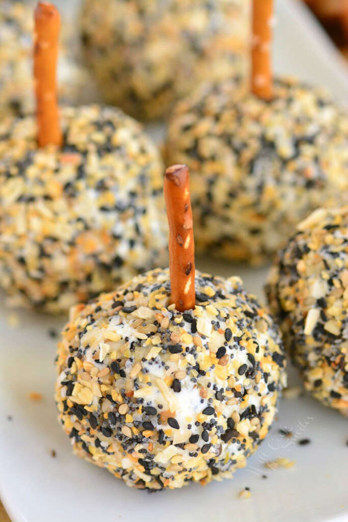 everything bagel seasoning with pretzel stuck in it 