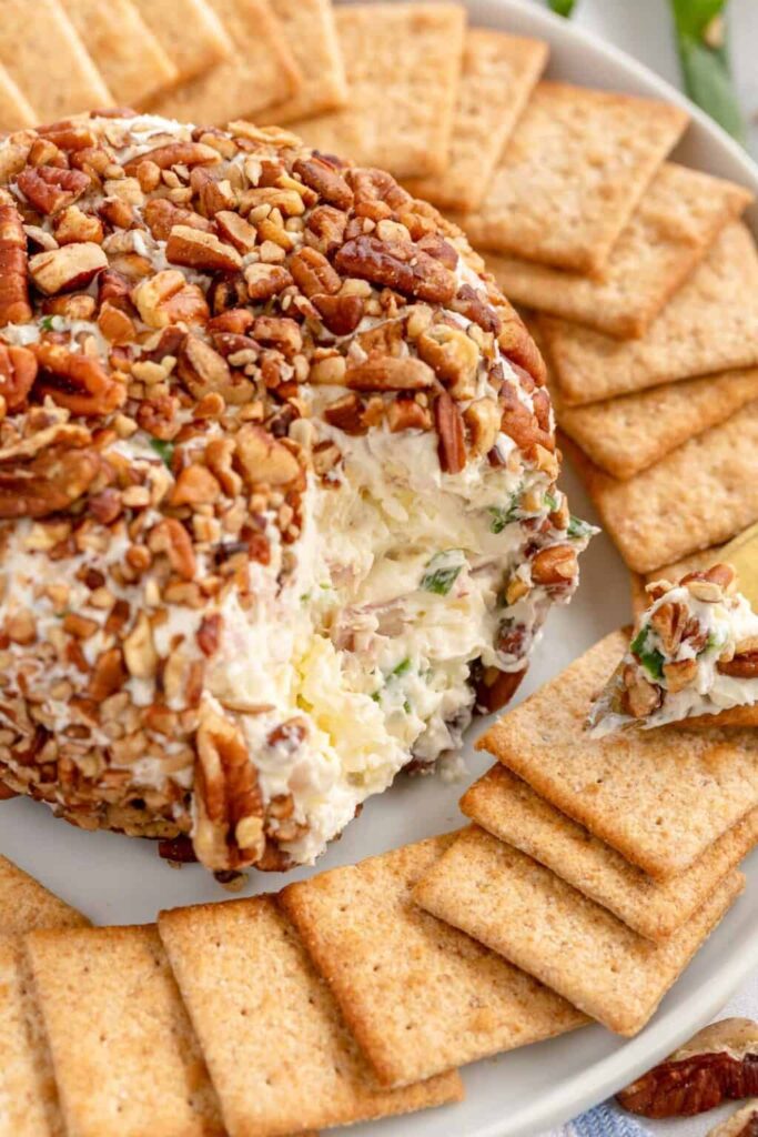 Check out these delicious and easy cheese ball recipes perfect for your next party or gathering. Simple easy party approved cheese balls. #passion4savings #cheeseballs #party #appetizer #cheese #fun #fingerfood #quick #holiday #foracrowd ham and pineapple cat with wheat thins