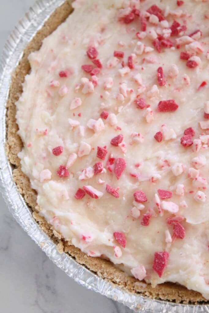 peppermint cheesecake overhead shot