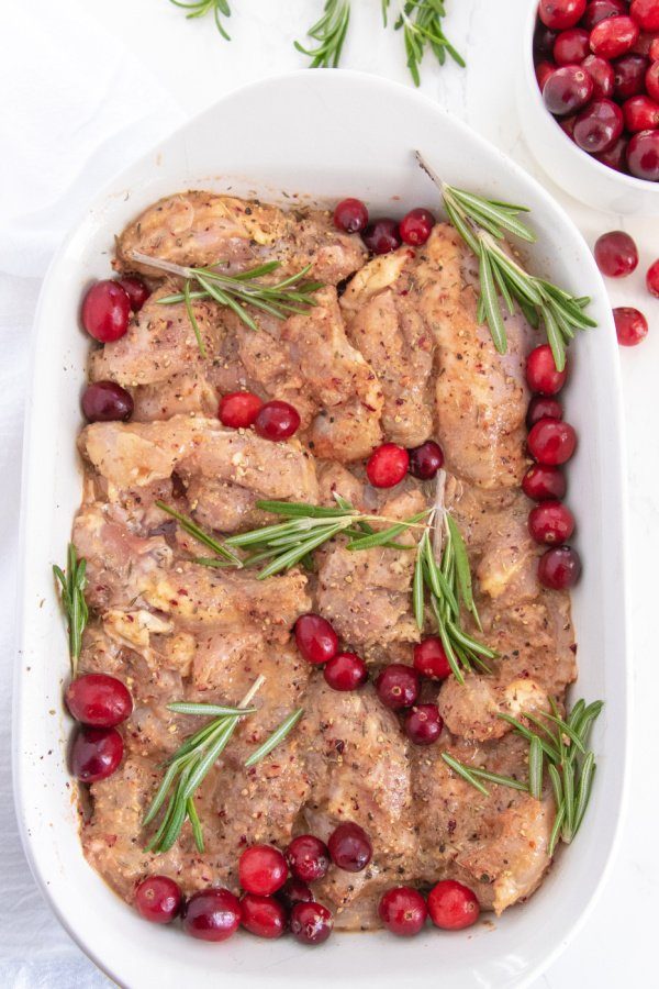 chicken cranberry raw in cranberry dish