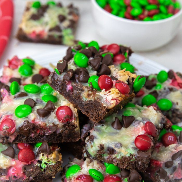 christmas bars stacked on a plate 