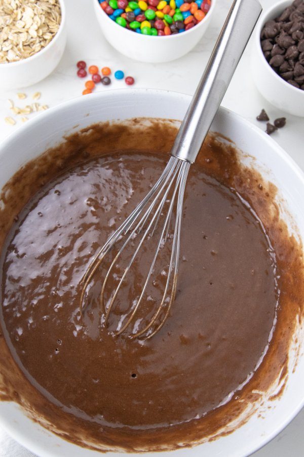 brownie batter in a bowl 