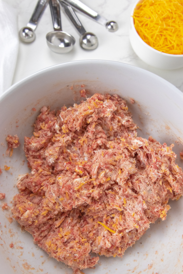 sausage mixture in a bowl mixed together 