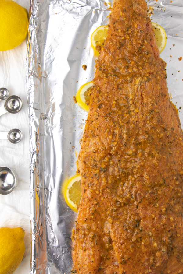 basted salmon on pan